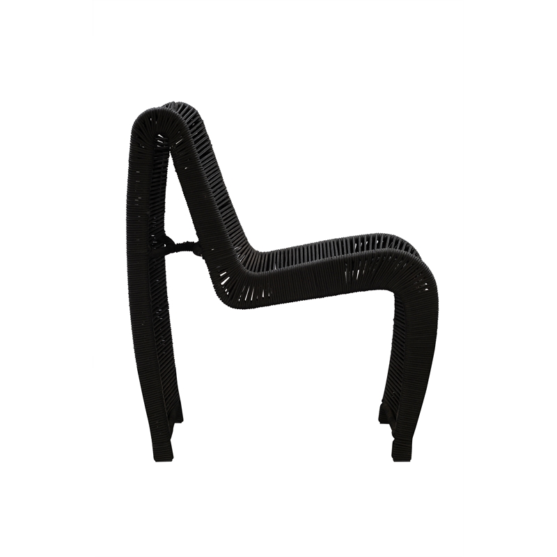 Boraam  Iron Lorenzo Rope Outdoor Patio Chairs in Black (Set of 2)