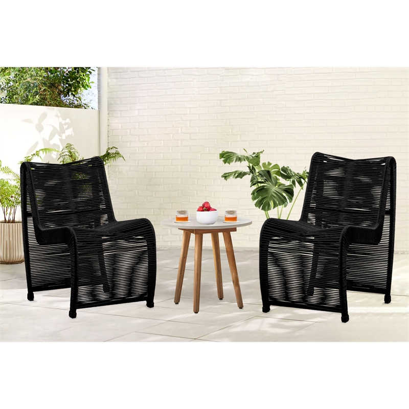 Boraam  Iron Lorenzo Rope Outdoor Patio Chairs in Black (Set of 2)