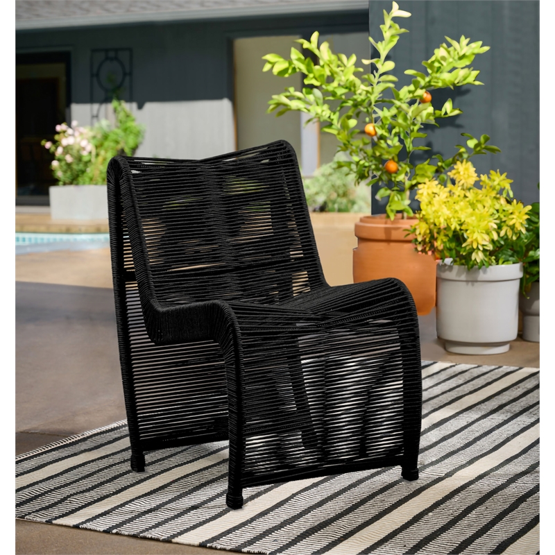 Boraam  Iron Lorenzo Rope Outdoor Patio Chairs in Black (Set of 2)
