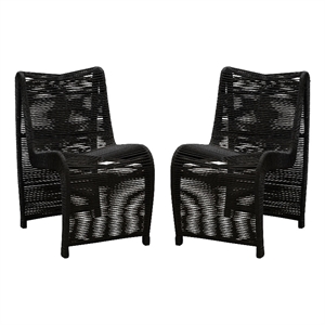 Boraam  Iron Lorenzo Rope Outdoor Patio Chairs in Black (Set of 2)
