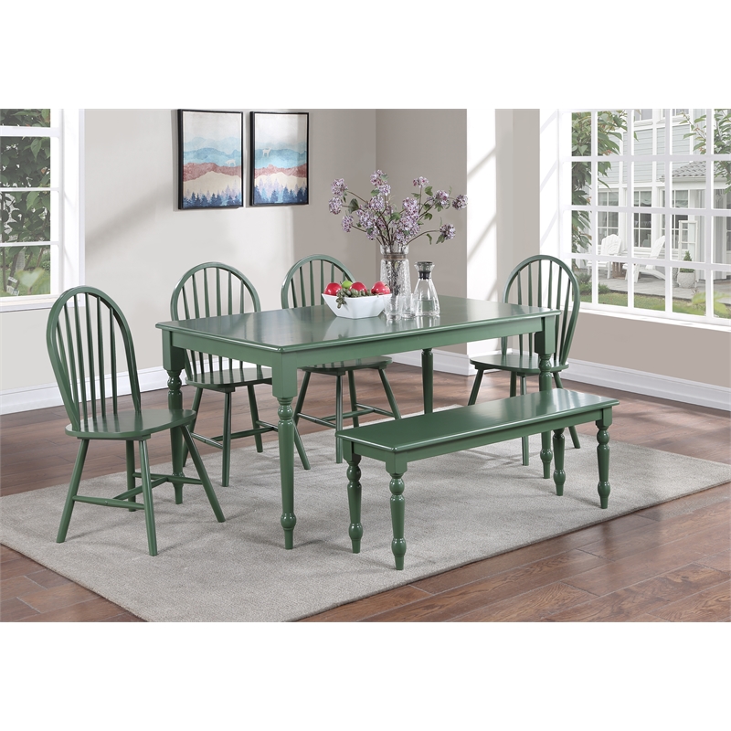 Boraam Carolina 6pc Rubberwood Dining Set - Equestrian Green