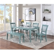 Boraam Wood Colorado 6pc Rubberwood Dining Set - Aspen Valley Blue Finish