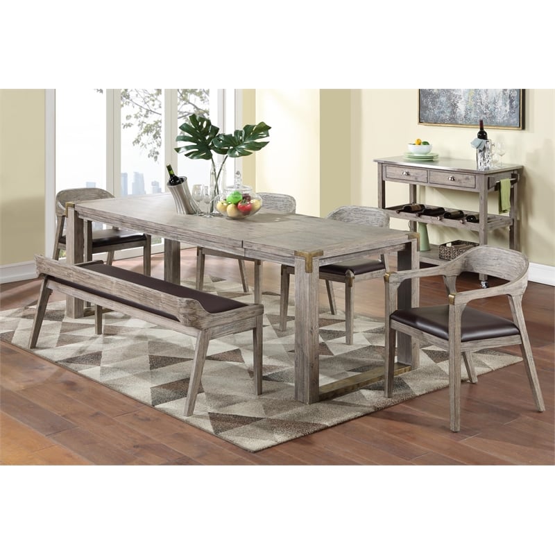 Boraam Montana Rectangular Extension Dining Table - Light Barnwood Wire-Brush