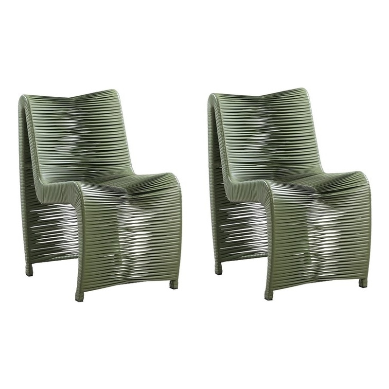 Boraam Loreins Outdoor Patio Chairs in Olive Green (Set of 2)