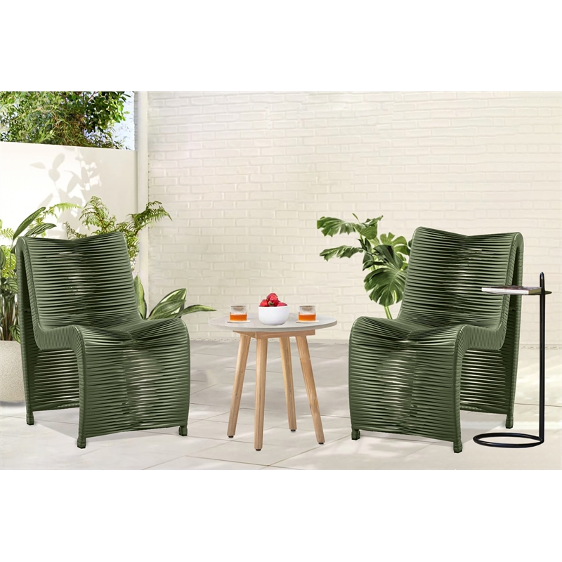 Boraam Loreins Outdoor Patio Chairs in Olive Green (Set of 2)