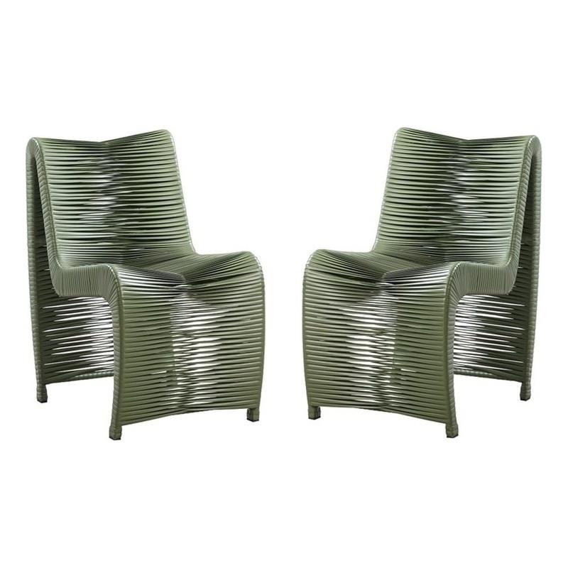 Boraam Loreins Outdoor Patio Chairs in Olive Green (Set of 2)