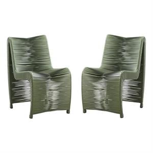 Boraam Loreins Outdoor Patio Chairs in Olive Green (Set of 2)