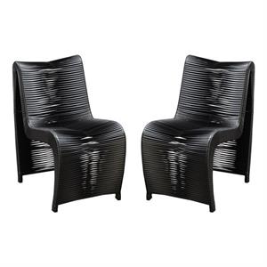 Boraam Iron Loreins Outdoor Patio Chairs in Black (Set of 2)