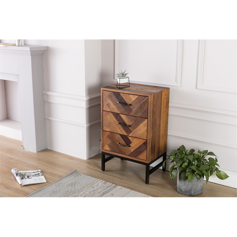 Boraam Benton Oak Wood 3 Drawer Nightstand - Natural Oak Finish