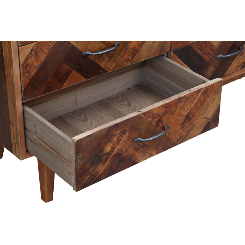 Boraam Benton Oak Wood 6 Drawer Dresser - Natural Oak Finish