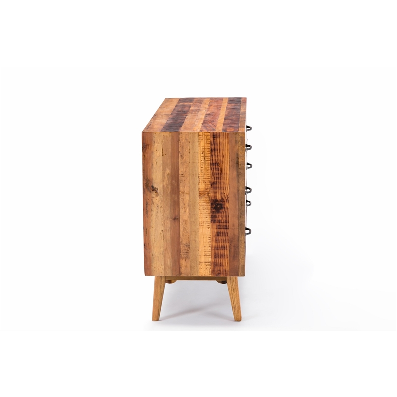 Boraam Benton Oak Wood 6 Drawer Dresser - Natural Oak Finish