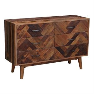 Boraam Benton Oak Wood 6 Drawer Dresser - Natural Oak Finish