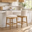 Boraam Wood Francesca Linen and Oak Wood Bar Stool - Tan/Natural Finish