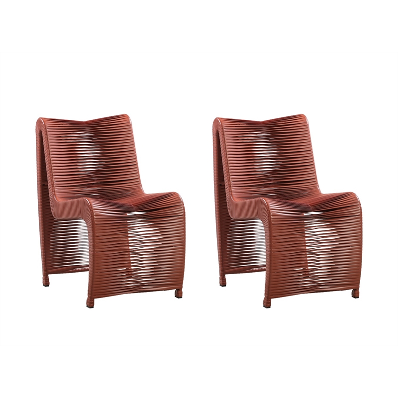 Boraam Iron Loreins Outdoor Patio Chairs in Terracotta Red (Set of 2)
