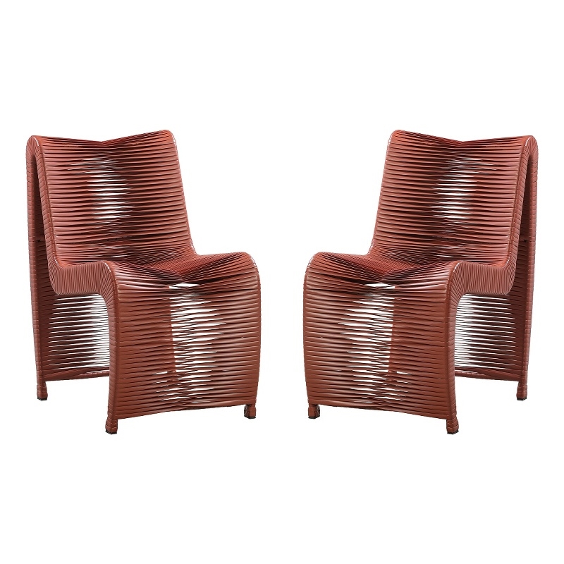 Boraam Iron Loreins Outdoor Patio Chairs in Terracotta Red (Set of 2)