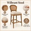 Boraam Wood Wilbrandt Stationary Bar Stool - Tan/Natural Finish