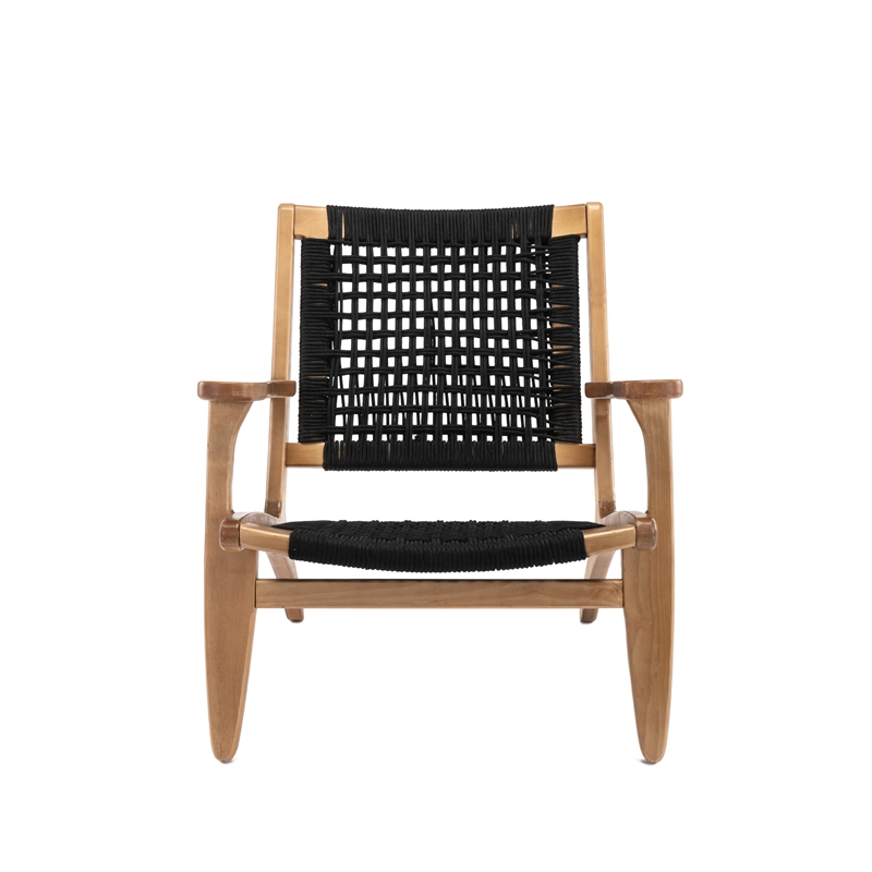 Boraam Wood Harrison Woven Rope Accent Chair - Black/Natural Finish