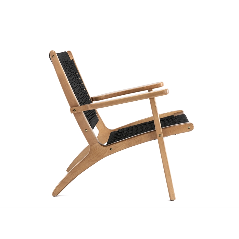 Boraam Wood Harrison Woven Rope Accent Chair - Black/Natural Finish