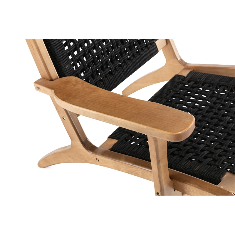 Boraam Wood Harrison Woven Rope Accent Chair - Black/Natural Finish