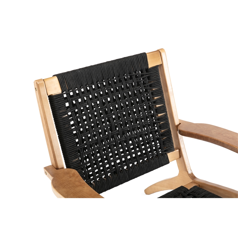 Boraam Wood Harrison Woven Rope Accent Chair - Black/Natural Finish