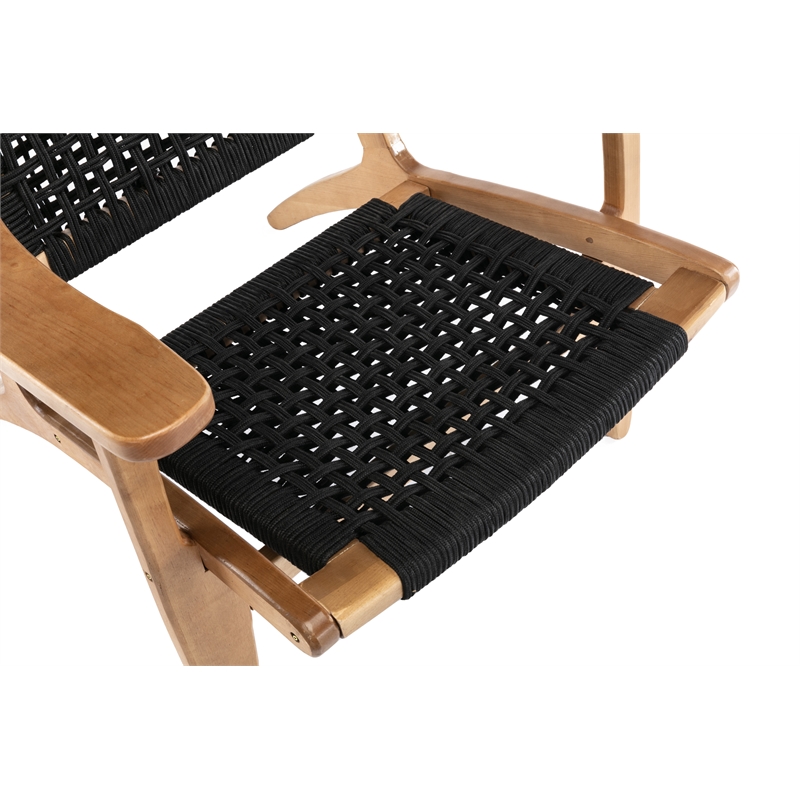 Boraam Wood Harrison Woven Rope Accent Chair - Black/Natural Finish