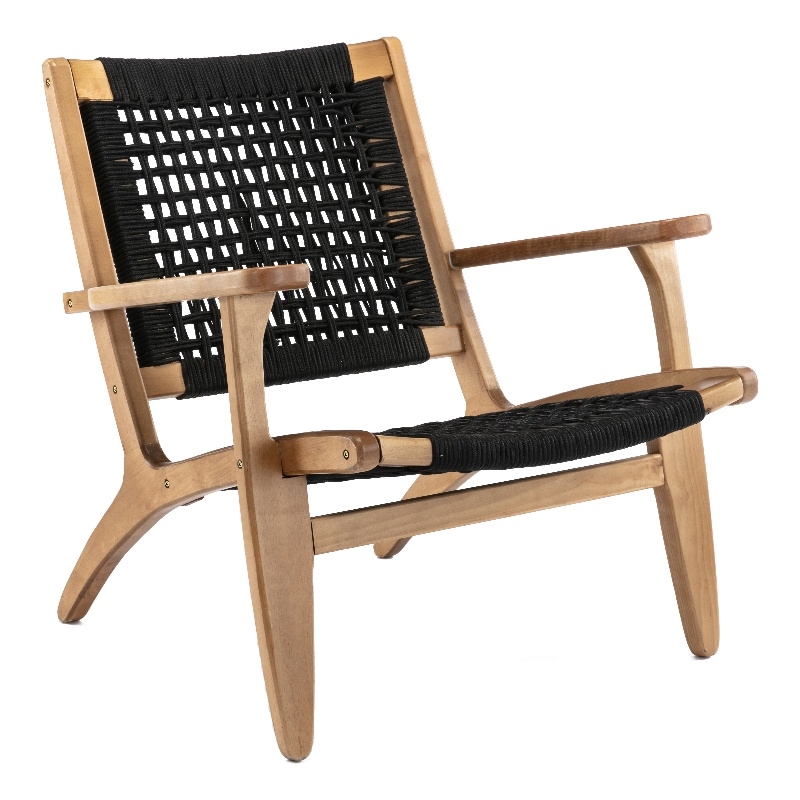 Boraam Wood Harrison Woven Rope Accent Chair - Black/Natural Finish