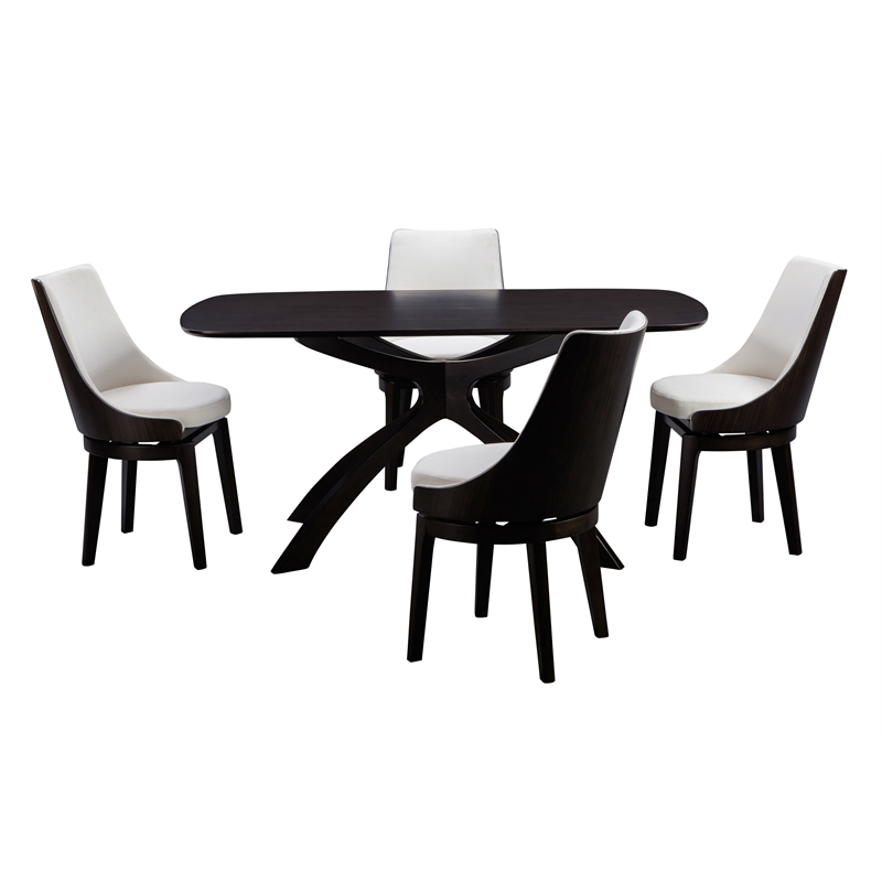 Boraam  Wood Orleans 5pc High Back Chair Dining Set Matte Black