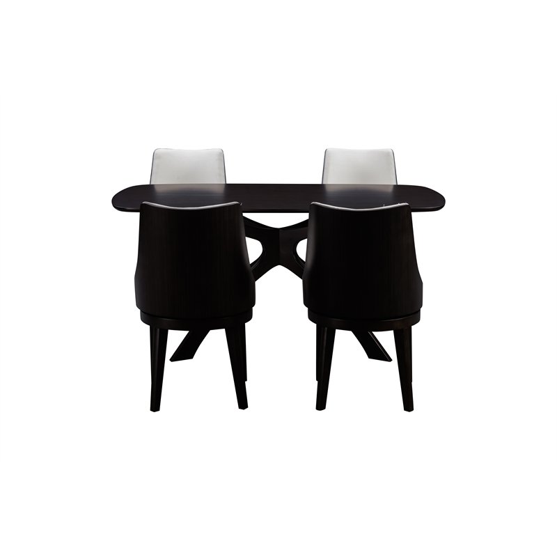 Boraam  Wood Orleans 5pc High Back Chair Dining Set Matte Black