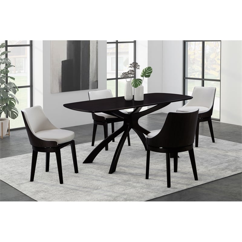 Boraam Wood Orleans Swivel Low Back Side Chairs- Set of 2 Matte Black Finish
