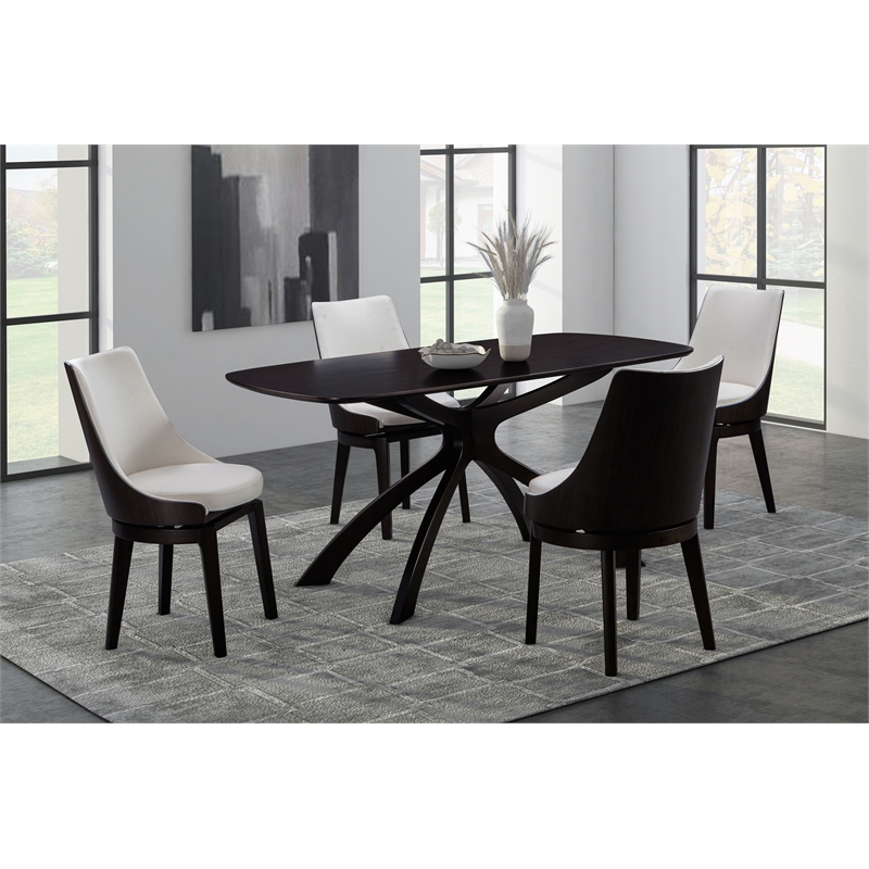 Boraam Wood Orleans Swivel High Back Dining Chairs Matte Black finish- Set of 2