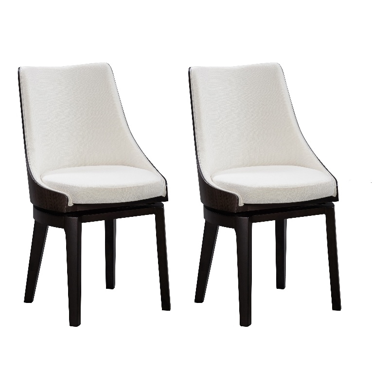 Boraam Wood Orleans Swivel High Back Dining Chairs Matte Black finish- Set of 2
