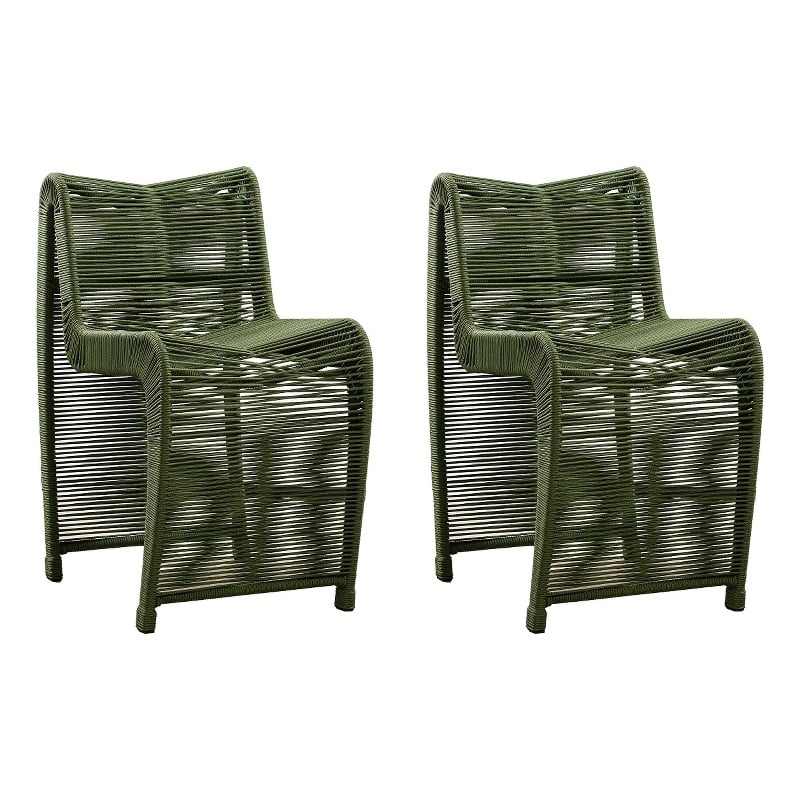 Boraam Lorenzo Rope and Metal Counter Stool in Olive Green Set of 2