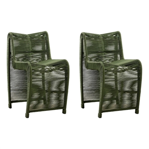 Boraam Lorenzo Rope and Metal Counter Stool in Olive Green Set of 2