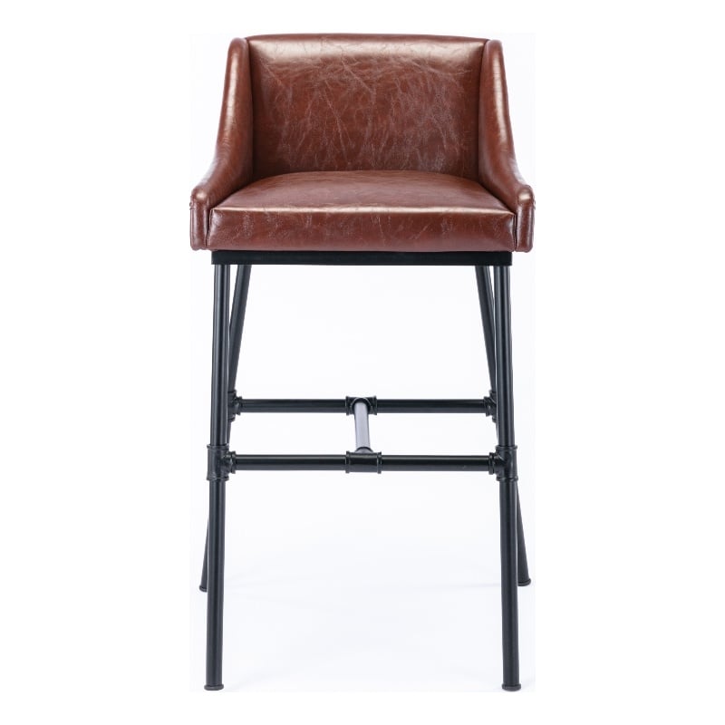 Boraam Parlor Adjustable Faux Leather & Metal Stool in Desert Red/Black