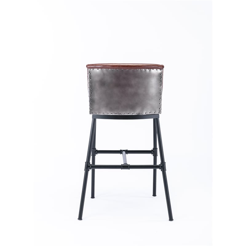 Boraam Parlor Adjustable Faux Leather & Metal Stool in Desert Red/Black
