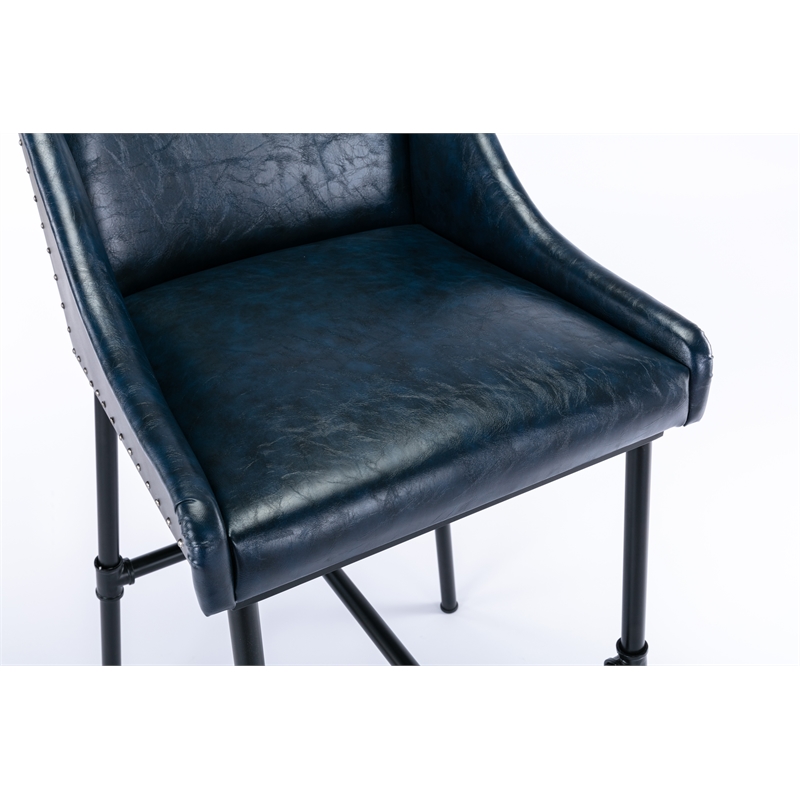 Boraam Parlor Adjustable Faux Leather & Metal Stool in Midnight Blue/Black