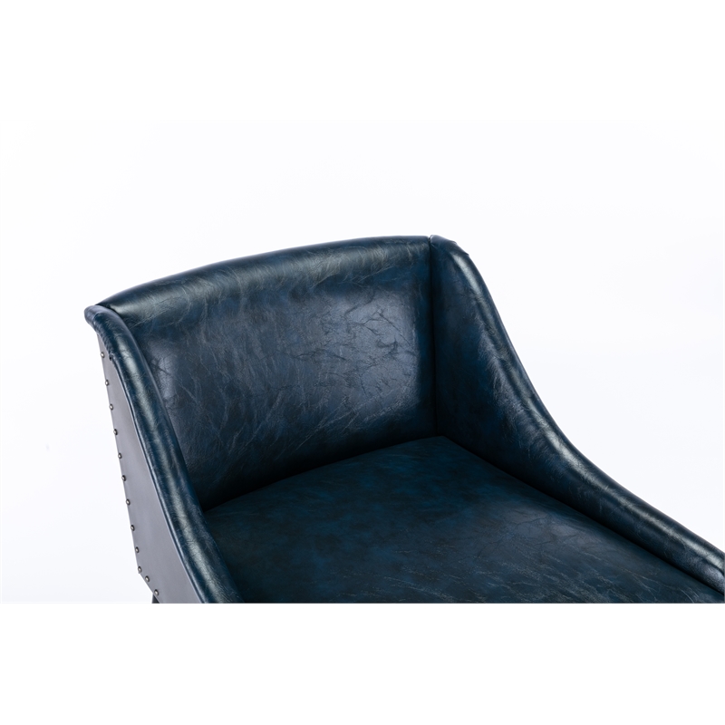 Boraam Parlor Adjustable Faux Leather & Metal Stool in Midnight Blue/Black