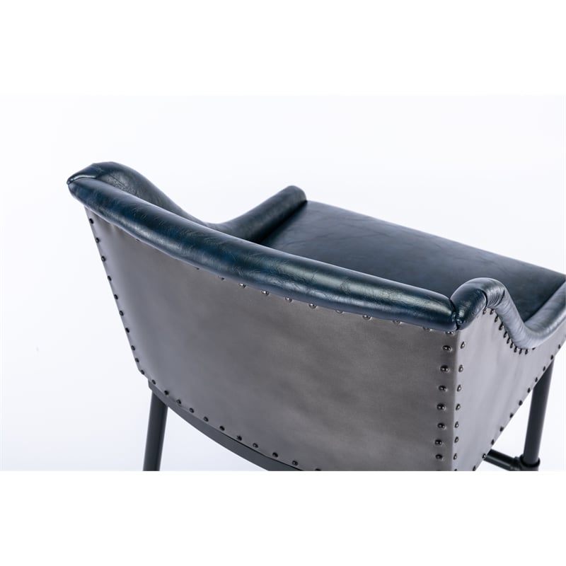 Boraam Parlor Adjustable Faux Leather & Metal Stool in Midnight Blue/Black