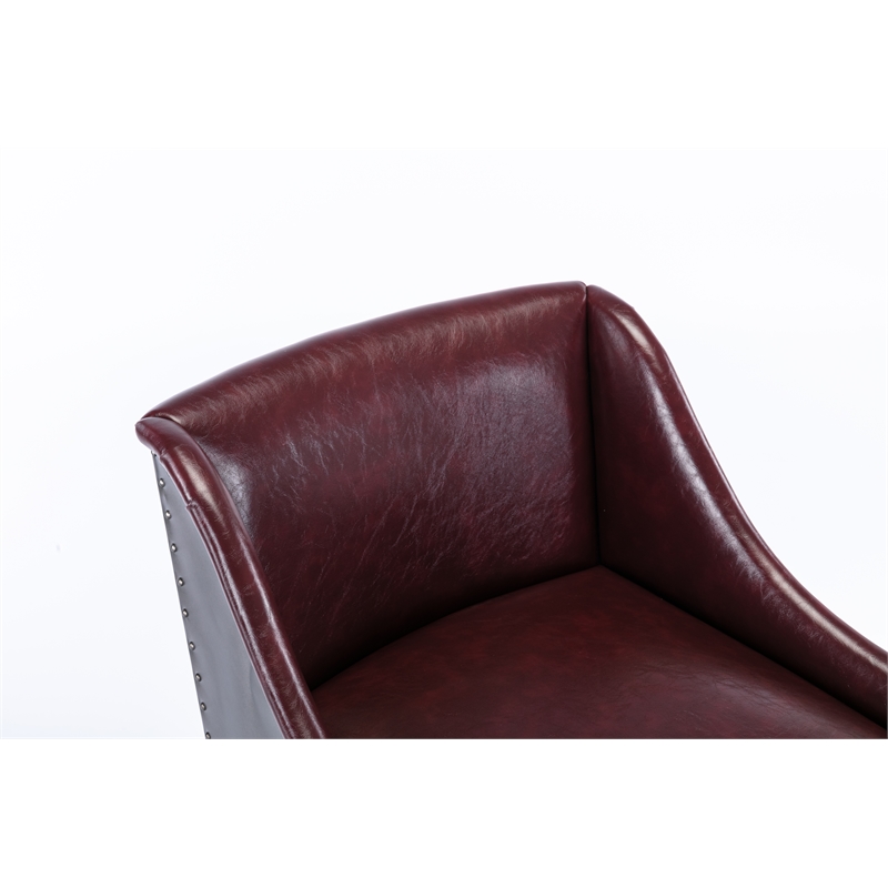 Boraam Parlor Adjustable Faux Leather & Metal Stool in Burgundy/Black