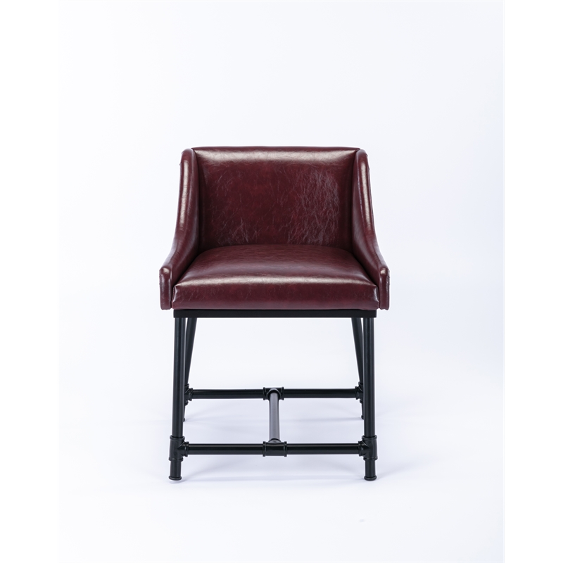 Boraam Parlor Adjustable Faux Leather & Metal Stool in Burgundy/Black