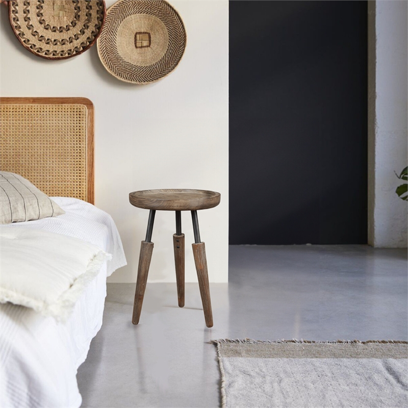 Boraam Wood Lily 3pc Round Accent Side Tables in Natural Finish