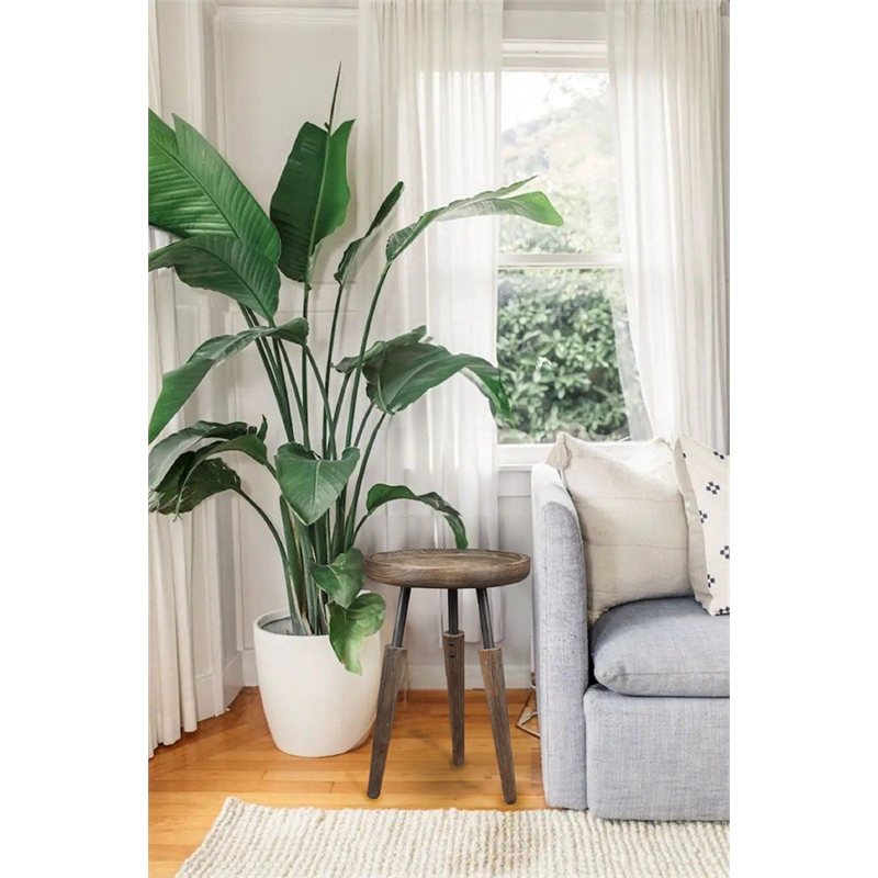 Boraam Wood Lily 3pc Round Accent Side Tables in Natural Finish