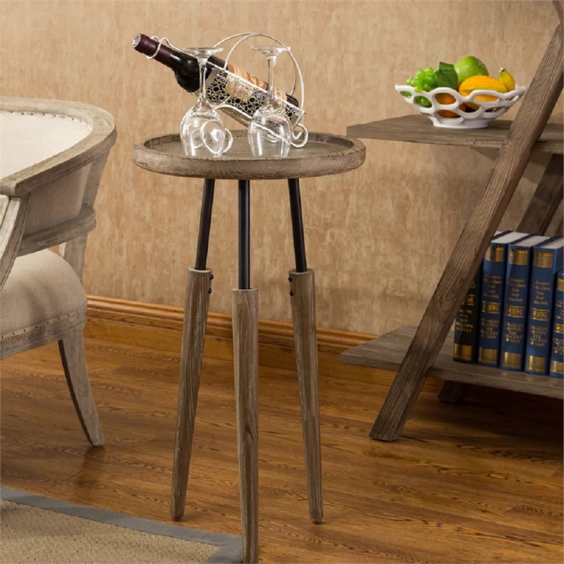 Boraam Wood Lily 3pc Round Accent Side Tables in Natural Finish