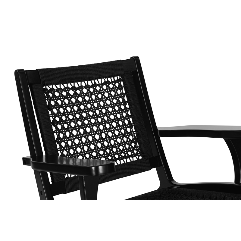 Boraam Harrison Hexagon Woven Black Rope Accent Chair - Black Finish
