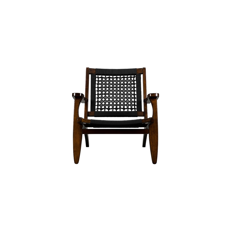 Boraam Harrison Hexagon Woven Black Rope Accent Chair - Cappuccino Finish