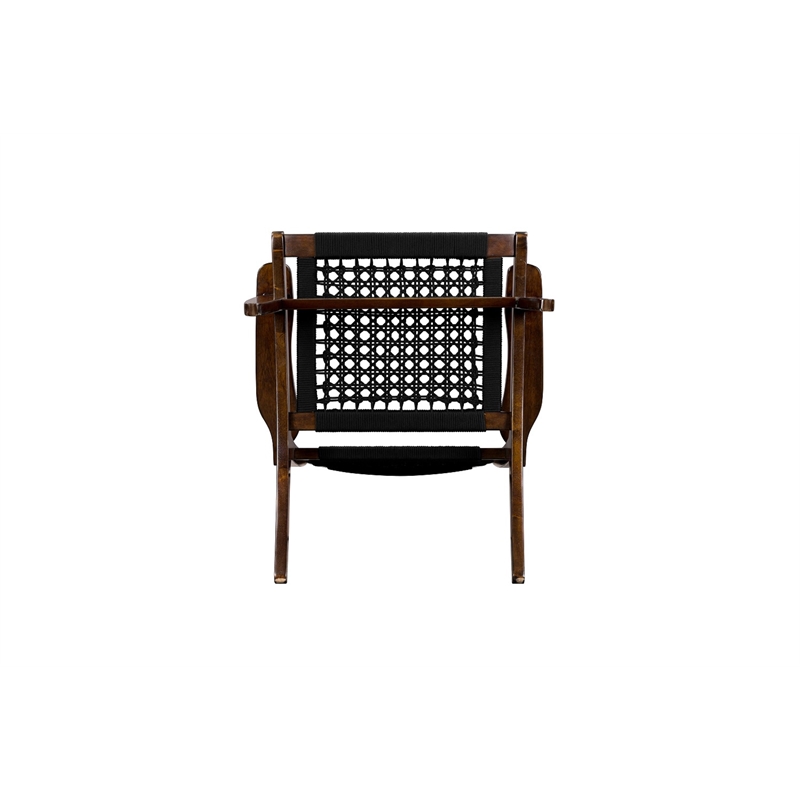 Boraam Harrison Hexagon Woven Black Rope Accent Chair - Cappuccino Finish