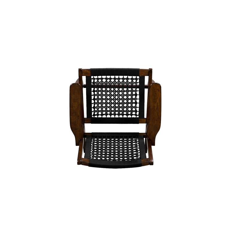 Boraam Harrison Hexagon Woven Black Rope Accent Chair - Cappuccino Finish