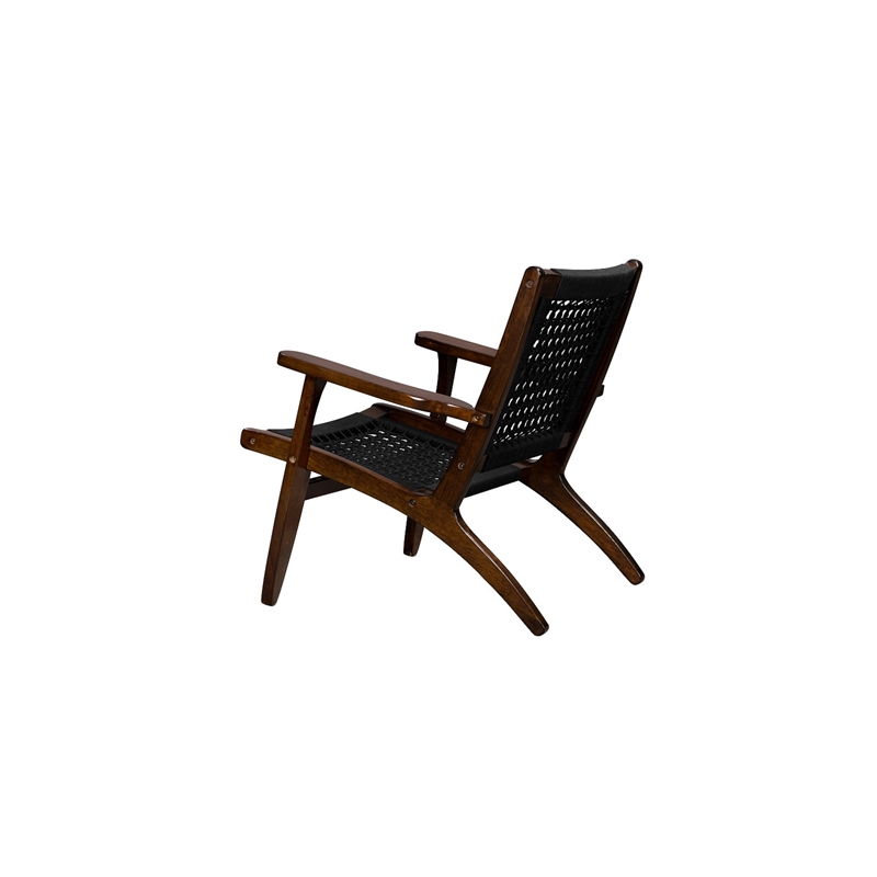 Boraam Harrison Hexagon Woven Black Rope Accent Chair - Cappuccino Finish