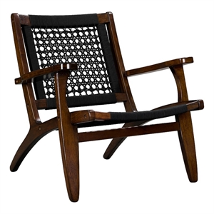Boraam Harrison Hexagon Woven Black Rope Accent Chair - Cappuccino Finish