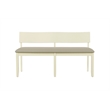 Boraam Capella Wood & Faux Leather Dining Height Bench in Buttermilk/Beige